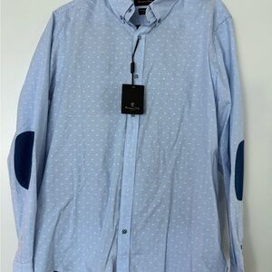 Massimo Dutti Light Blue Shirt with Dark Blue Patches